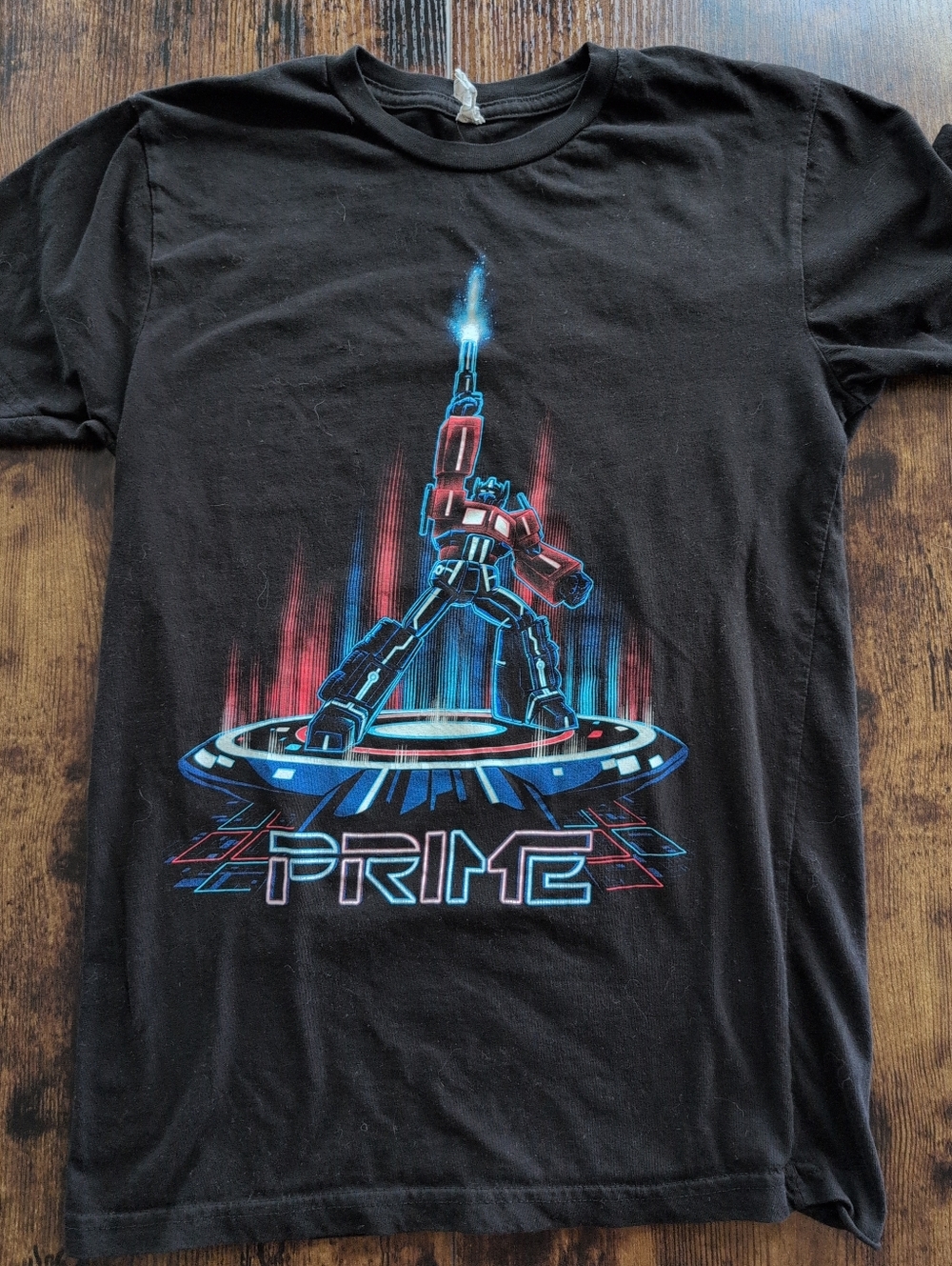PRIME Robot Graphic Tee | Retro Sci-Fi Gamer Shirt | Black Tee Size Small